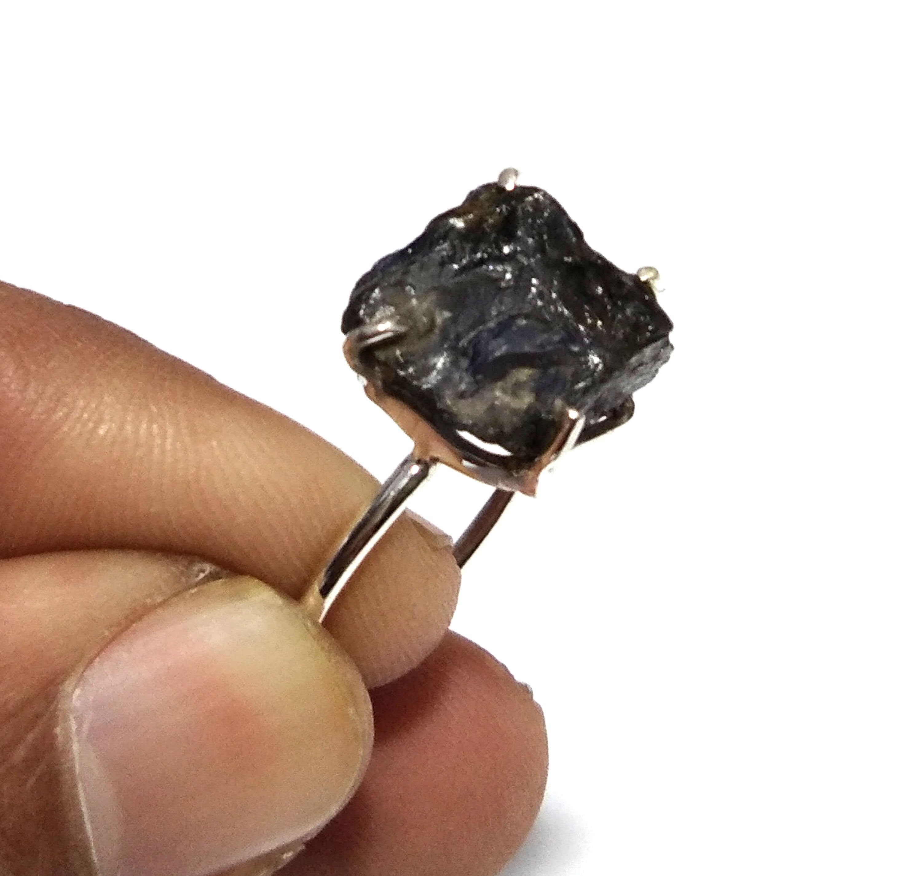 Natural Iolite Rough Gemstone Ring, 925 Solid Sterling Silver Ring, A+++ Iolite Stone Size 13x12mm Handmade Ring, Gift Birthday Ring Jewelry